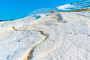 Parched chalky mountain in Pamukkale