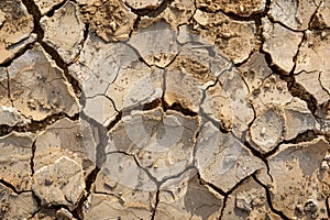 Parched cracked texture of desert earth. Generative AI