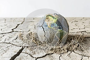 Parched planet earth on white background in soil cracked.