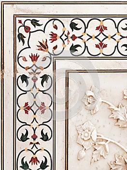 Taj Mahal and its marble inlay art photo