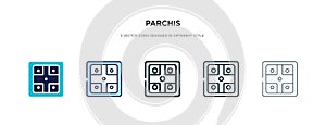 Parchis icon in different style vector illustration. two colored and black parchis vector icons designed in filled, outline, line photo