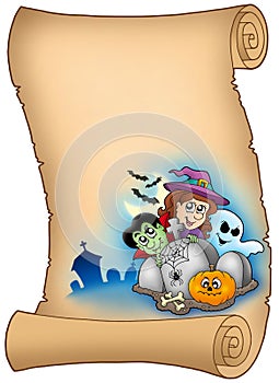 Parchment with Halloween characters