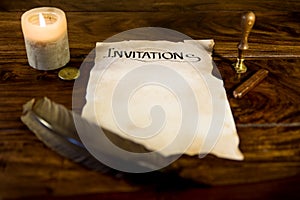 Parchment manuscript with the word Invitation