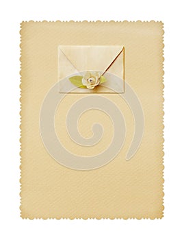 Parchment paper, small envelope and rose