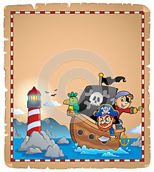 Parchment with pirate boat theme 1