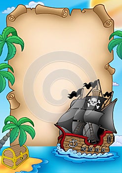 Parchment with pirate vessel