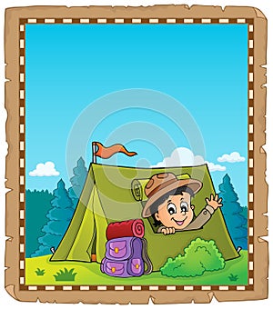 Parchment with scout in tent theme 2