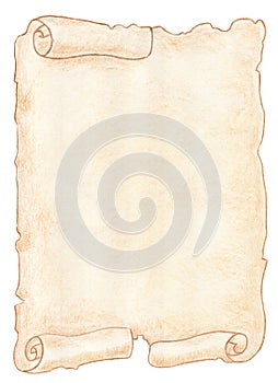 Parchment for writing messages, freehand drawing on paper