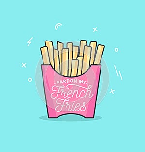 Pardon my french fries feminine inspirational poster in trendy l