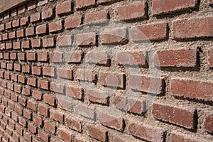 Brick wall with vanishing point. Vector clay bricks texture background photo