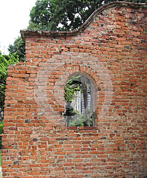 Pared Muro Ladrillo Antiguo Con Ventana photo