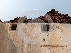 Pareidolia face house wall and windows photo