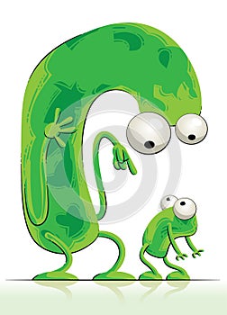 Parent and child (green creatures)