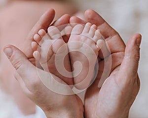 Parent is holding little baby feet