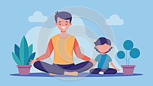 A parent practicing mindfulness with their child teaching them to be present in the moment and not dwell on the past or photo
