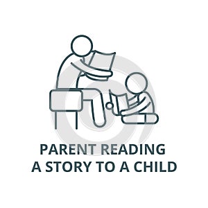 Parent reading a story to a child vector line icon, linear concept, outline sign, symbol