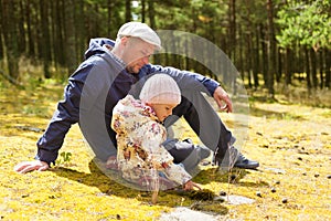 Parent teaching child nature