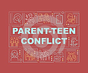 Parent teen conflict word concepts red banner