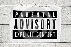 Parental advisory label printed on poster