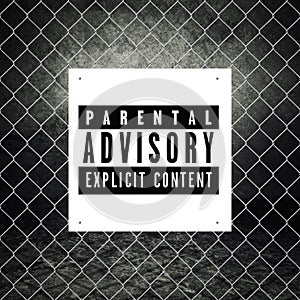 Parental advisory label printed on poster