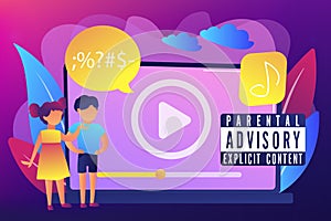 Parental advisory music concept vector illustration.