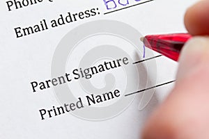 Parental consent form photo