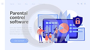 Parental control software concept landing page.