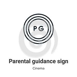 Parental guidance sign outline vector icon. Thin line black parental guidance sign icon, flat vector simple element illustration