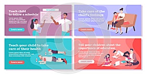 Parenting banner templates in flat design