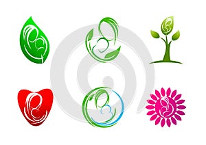 Parenting,logo,care,plants,leaf,symbol,icon,design,concept,natural,mother,love,child