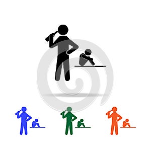 parents of alcoholics multicolor icons on wihte background