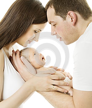 Parents and baby. Family mother, father, newborn chils