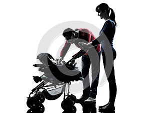 Parents with baby silhouette