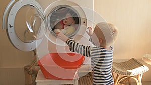 Parents bought new washing machine of new model latest generation.