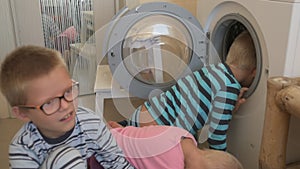 Parents bought new washing machine of new model latest generation.