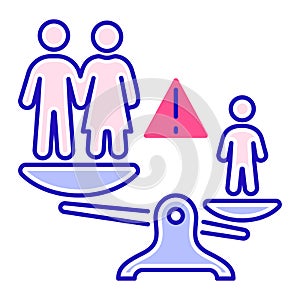 Parents bullying kids color line icon. Human rights. Child abuse. Violence in family. Isolated vector element. Outline pictogram