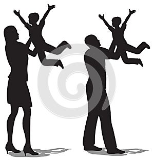 Parents with children on hands