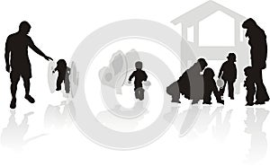 Parents and children, silhouette