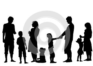 Parents with children silhouette vector