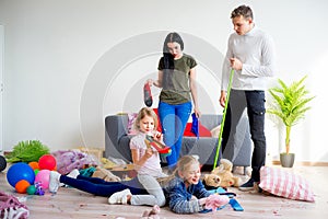 Parents cleaning up