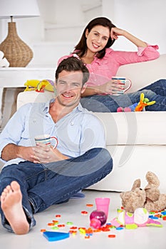 Parents enjoying a rest at home