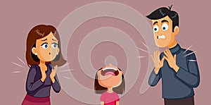 Parents Fake Applauding the Untalented Daughter Singing Vector Cartoon