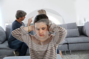 Parents fighting in front of their daughter