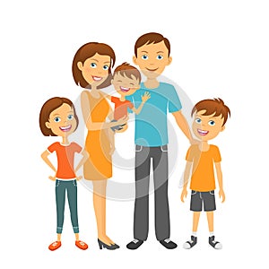 Parents with kids Happy family Mother and father with children