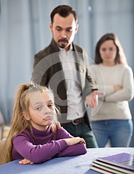 Parents lecturing daughter