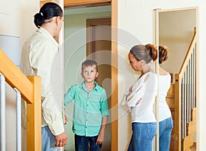 Parents meeting with scold of teenage son