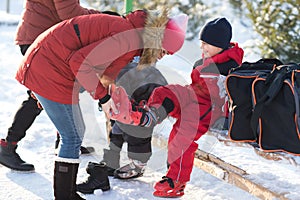 Parents put their children skating