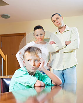 Parents scolding teenage child in home