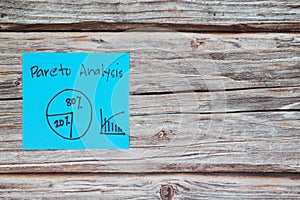 Pareto analysis chart problem solving method root cause analysis business tool concept. Sticky note infographic