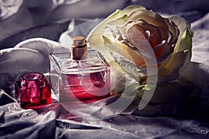 Parfume bottle with rose